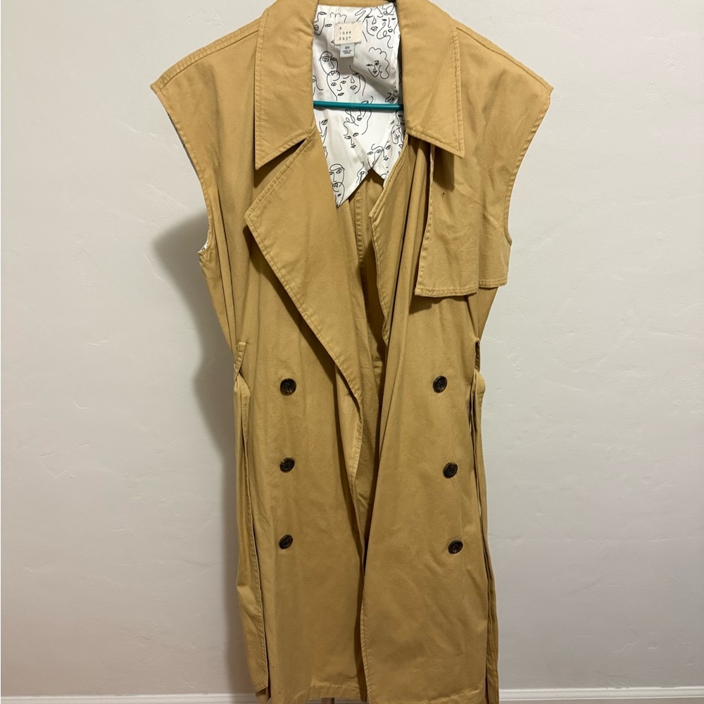 A New Day Beige Sleeveless Trench Coat